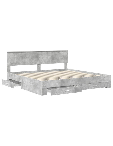 Struttura del letto con testiera Grigio cemento 200 x 200 cm