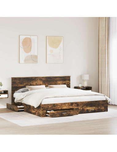 Struttura del letto Rovere fumé 200 x 200 cm Legno multistrato