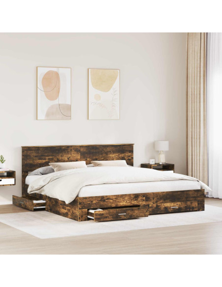 Struttura del letto Rovere fumé 200 x 200 cm Legno multistrato
