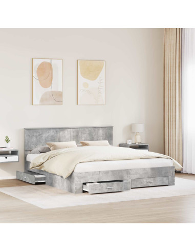 Struttura del letto con testiera Grigio cemento 180 x 200 cm