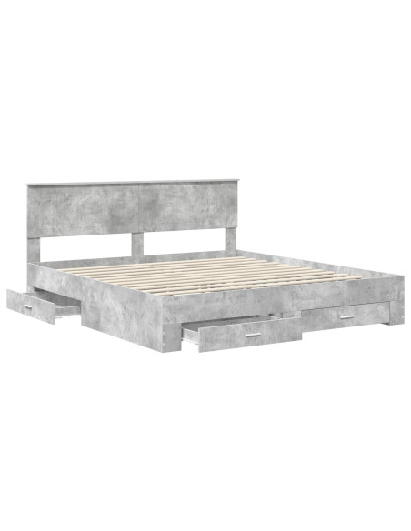 Struttura del letto con testiera Grigio cemento 180 x 200 cm