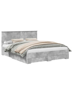 Struttura del letto con testiera Grigio cemento 160 x 200 cm 2