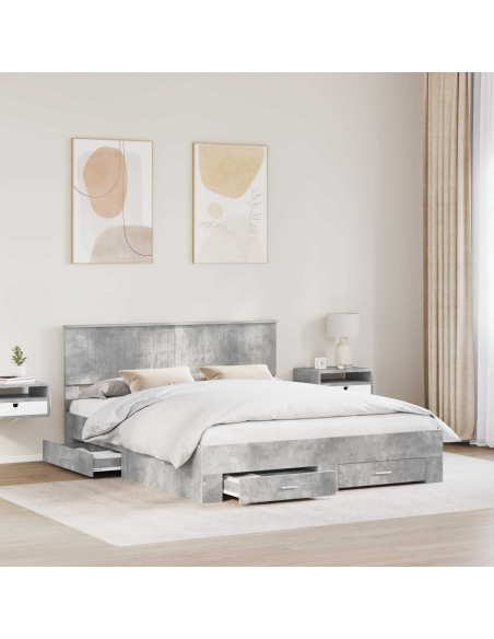 Struttura del letto con testiera Grigio cemento 160 x 200 cm