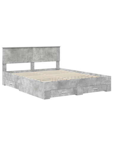 Struttura del letto con testiera Grigio cemento 160 x 200 cm