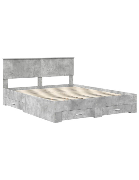 Struttura del letto con testiera Grigio cemento 160 x 200 cm