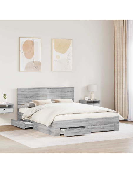 Struttura del letto con testiera Grigio Sonoma 160 x 200 cm