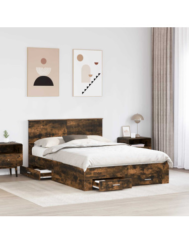 Struttura del letto Rovere fumé 140 x 200 cm Legno multistrato