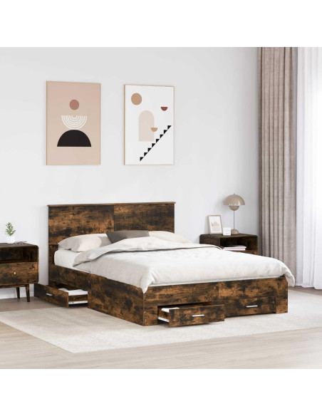 Struttura del letto Rovere fumé 140 x 200 cm Legno multistrato