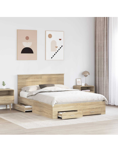 Struttura del letto con testiera Rovere Sonoma 140 x 190 cm