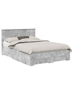 Struttura del letto con testiera Grigio cemento 140 x 190 cm 2