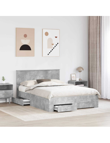 Struttura del letto con testiera Grigio cemento 140 x 190 cm