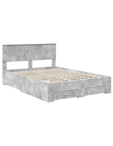 Struttura del letto con testiera Grigio cemento 140 x 190 cm