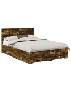 Struttura del letto Rovere fumé 140 x 190 cm Legno multistrato 2