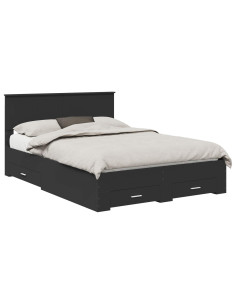 Struttura del letto Nero 135 x 190 cm Legno multistrato 2