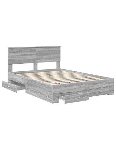 Struttura del letto con testiera Grigio Sonoma 135 x 190 cm