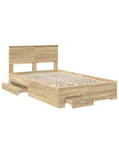 Struttura del letto con testiera Rovere Sonoma 120 x 200 cm 2