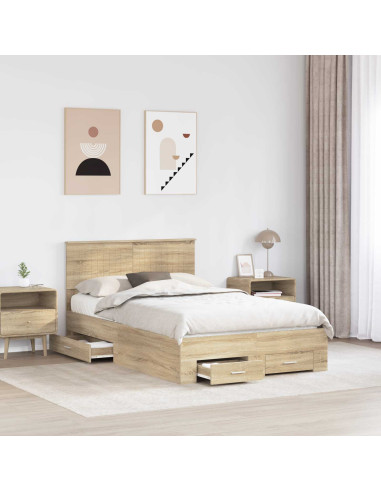 Struttura del letto con testiera Rovere Sonoma 120 x 200 cm