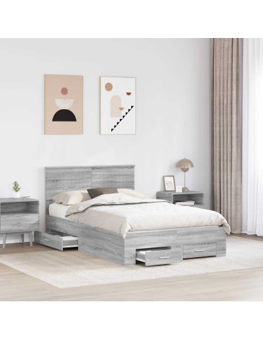 Struttura del letto con testiera Grigio Sonoma 120 x 200 cm