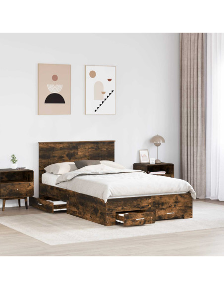 Struttura del letto Rovere fumé 120 x 190 cm Legno multistrato