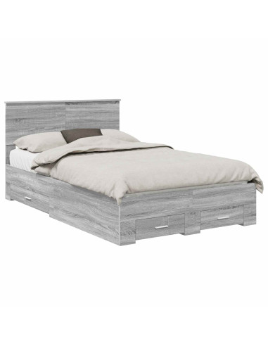 Struttura del letto con testiera Grigio Sonoma 120 x 190 cm
