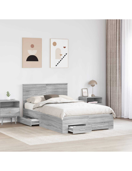 Struttura del letto con testiera Grigio Sonoma 120 x 190 cm