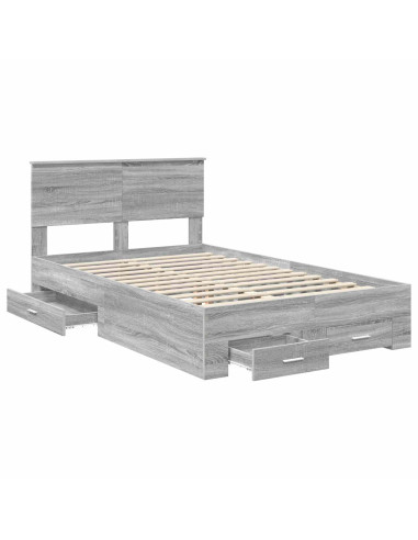 Struttura del letto con testiera Grigio Sonoma 120 x 190 cm