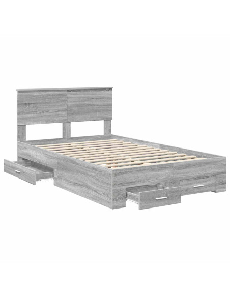 Struttura del letto con testiera Grigio Sonoma 120 x 190 cm