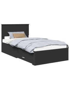 Struttura del letto con testiera Nero e Argento 100 x 200 cm 2