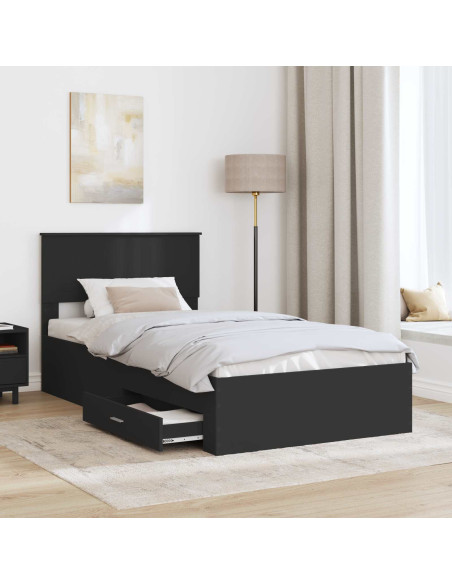 Struttura del letto con testiera Nero e Argento 100 x 200 cm
