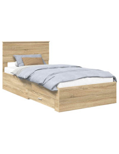 Struttura del letto con testiera Rovere Sonoma 100 x 200 cm 2