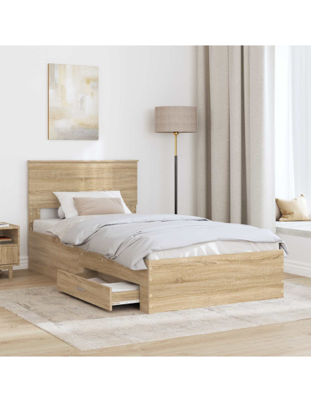 Struttura del letto con testiera Rovere Sonoma 100 x 200 cm