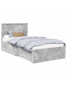 Struttura del letto con testiera Grigio cemento 100 x 200 cm 2
