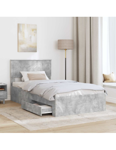 Struttura del letto con testiera Grigio cemento 100 x 200 cm