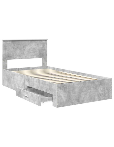Struttura del letto con testiera Grigio cemento 100 x 200 cm