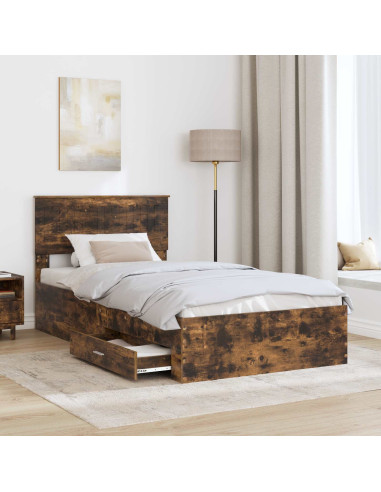 Struttura del letto Rovere fumé 100 x 200 cm Legno multistrato
