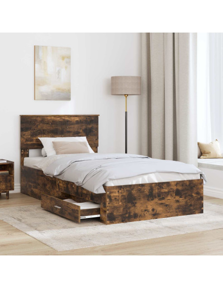 Struttura del letto Rovere fumé 100 x 200 cm Legno multistrato
