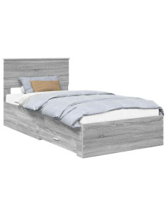 Struttura del letto con testiera Grigio Sonoma 100 x 200 cm 2