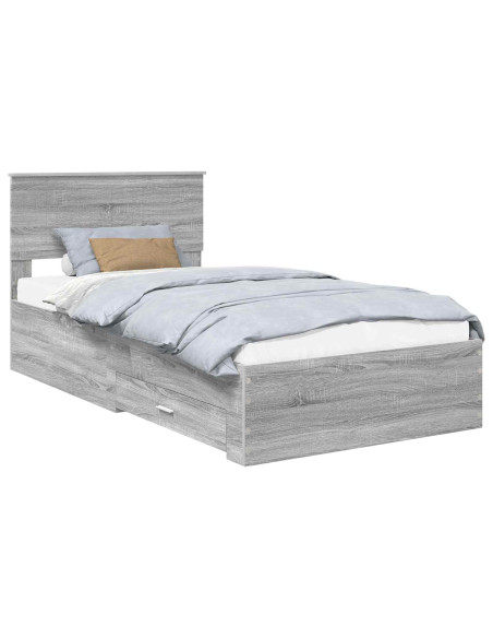 Struttura del letto con testiera Grigio Sonoma 100 x 200 cm
