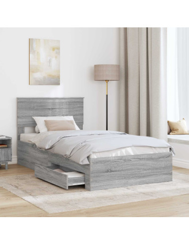 Struttura del letto con testiera Grigio Sonoma 100 x 200 cm