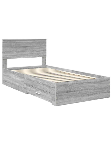 Struttura del letto con testiera Grigio Sonoma 100 x 200 cm