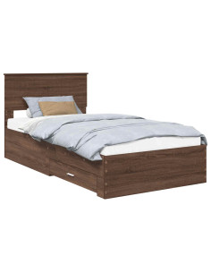 Struttura del letto Rovere Marrone e Argento 100 x 200 cm 2