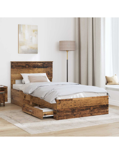 Struttura del letto con testiera Legno vecchio 100 x 200 cm