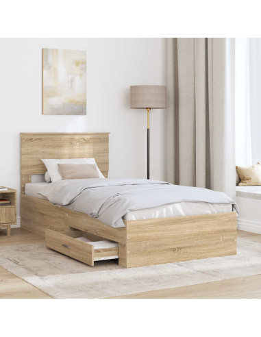 Struttura del letto Rovere Sonoma 90 x 200 cm Legno multistrato