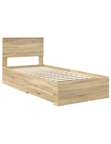 Struttura del letto Rovere Sonoma 90 x 200 cm Legno multistrato