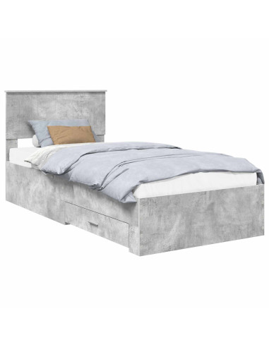 Struttura del letto con testiera Grigio cemento 90 x 200 cm