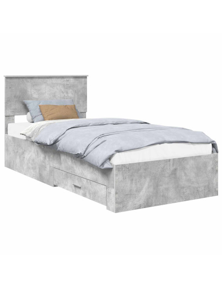 Struttura del letto con testiera Grigio cemento 90 x 200 cm