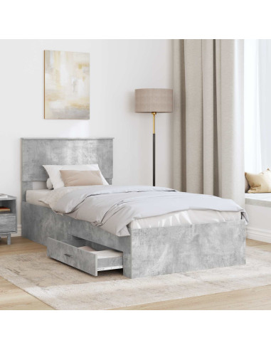 Struttura del letto con testiera Grigio cemento 90 x 200 cm