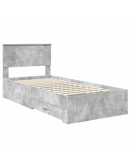 Struttura del letto con testiera Grigio cemento 90 x 200 cm