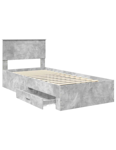 Struttura del letto con testiera Grigio cemento 90 x 200 cm