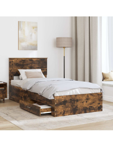Struttura del letto Rovere fumé 90 x 200 cm Legno multistrato